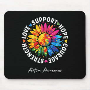 Autism Support Colourful Sunflower Autism Awarenes Mouse Pad