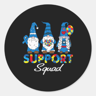 Autism Support Squad Gnomes Awareness Matching Men Classic Round Sticker