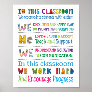 Autism Teacher Classroom School Rules Poster