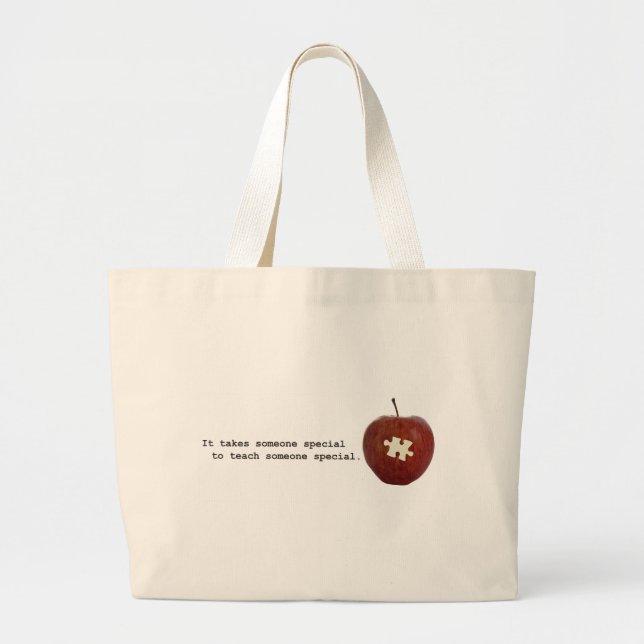 Autism Teacher Large Tote Bag (Front)