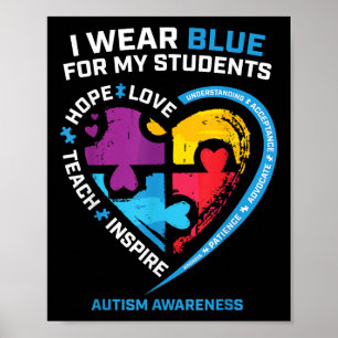 Autism Teacher Shirts Men Women Teachers Autism Aw Poster