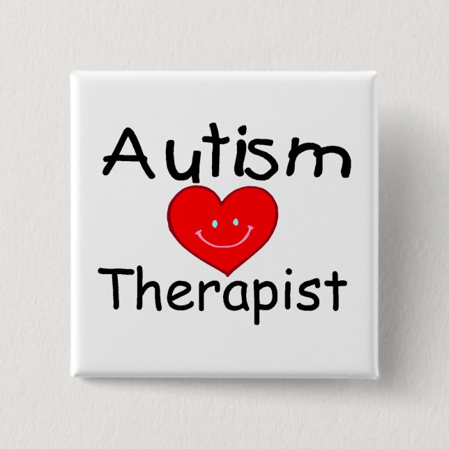 Autism Therapist Hrt) 2 Inch Square Button (Front)