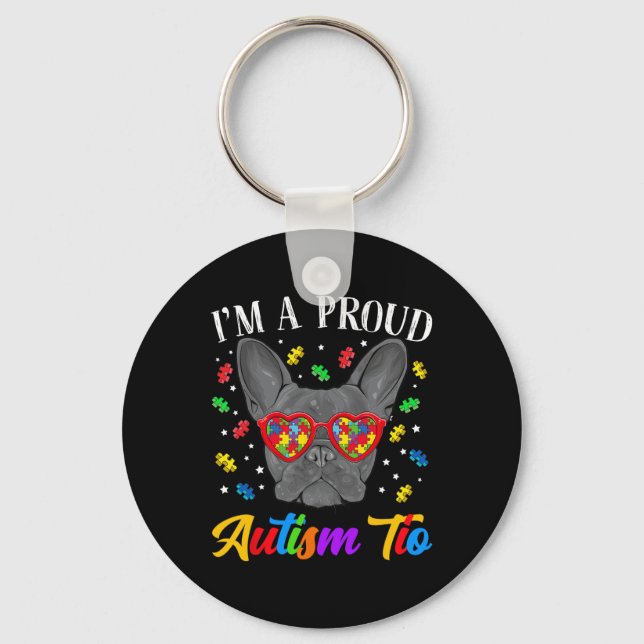Autism Tio French Bulldog Dog Puzzle Gles  Keychain (Front)