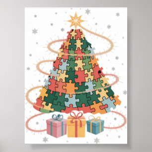 Autism Tree Christmas Autism Awareness Holida Poster