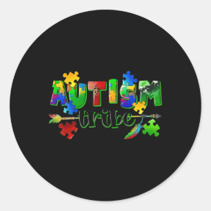 Autism Tribe Puzzle Heart World Autism Awareness D Classic Round Sticker