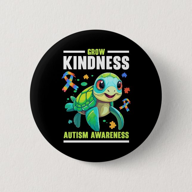 Autism Turtle Autistic Puzzle Autism Awareness     2 Inch Round Button (Front)
