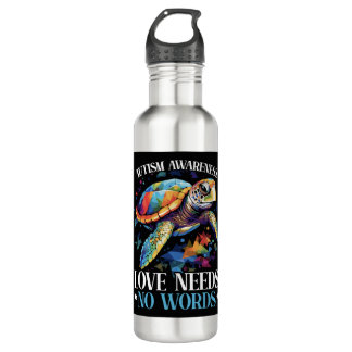 Autism Turtle Autistic Puzzle Autism Awareness 710 Ml Water Bottle