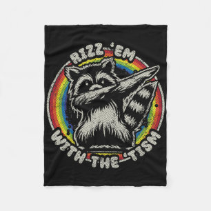 Autism Vintage Rizz Em With The Tism Meme Autistic Fleece Blanket
