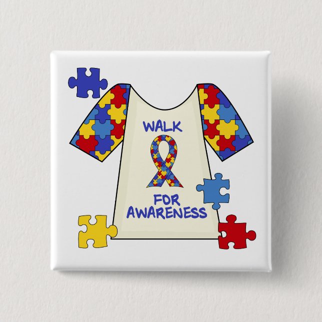 Autism Walk For Awareness 2 Inch Square Button (Front)