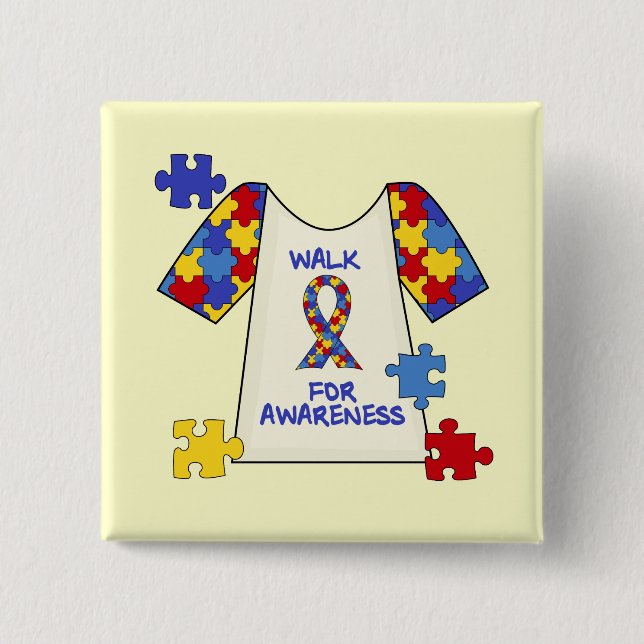 Autism Walk For Awareness 2 Inch Square Button (Front)