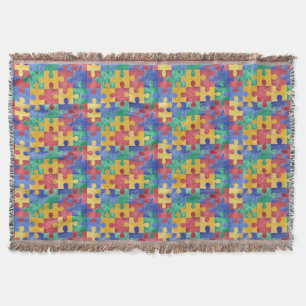 Autism watercolor puzzle blanket