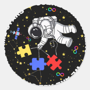 Autism We Are All Under The Same Stars Space Astro Classic Round Sticker