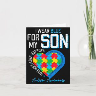 Autism wear blue for son awareness dad mom men card