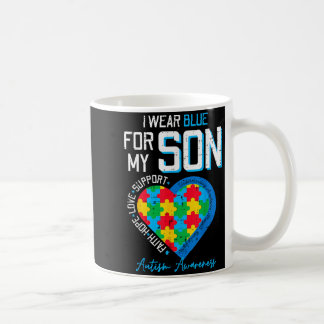 Autism wear blue for son awareness dad mom men coffee mug