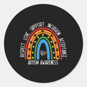 Autism Women Men Respect Love Support Autism Aware Classic Round Sticker