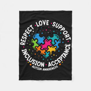 Autism Women Men Respect Love Support Autism Aware Fleece Blanket