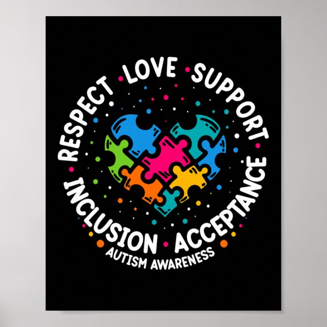 Autism Women Men Respect Love Support Autism Aware Poster (Front)
