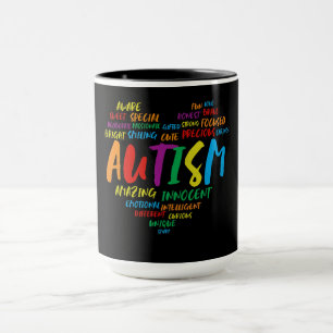 AUTISM WORD HEART Autism Awareness Mug