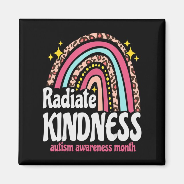 autism world awareness leopard rainbow Radiate Kin Magnet (Front)