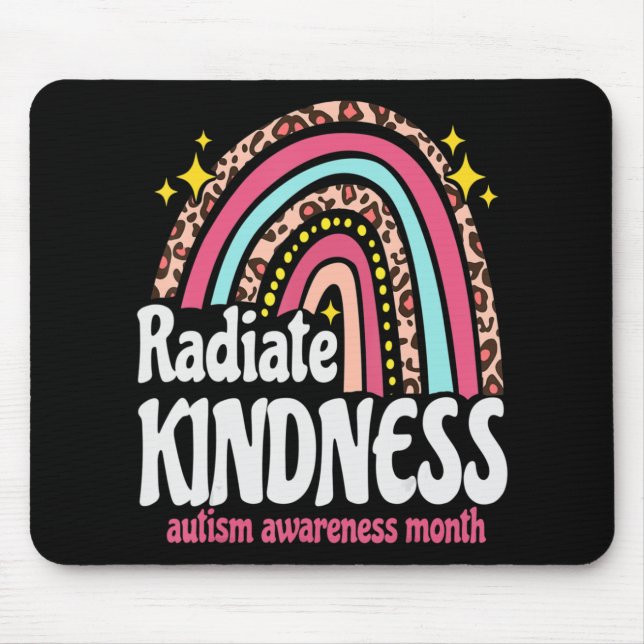 autism world awareness leopard rainbow Radiate Kin Mouse Pad (Front)