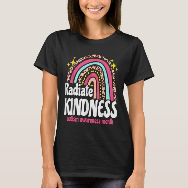 Autism World Awareness Leopard Rainbow Radiate Kin T-Shirt (Front)