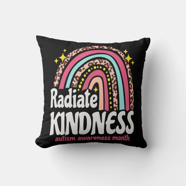 autism world awareness leopard rainbow Radiate Kin Throw Pillow (Front)
