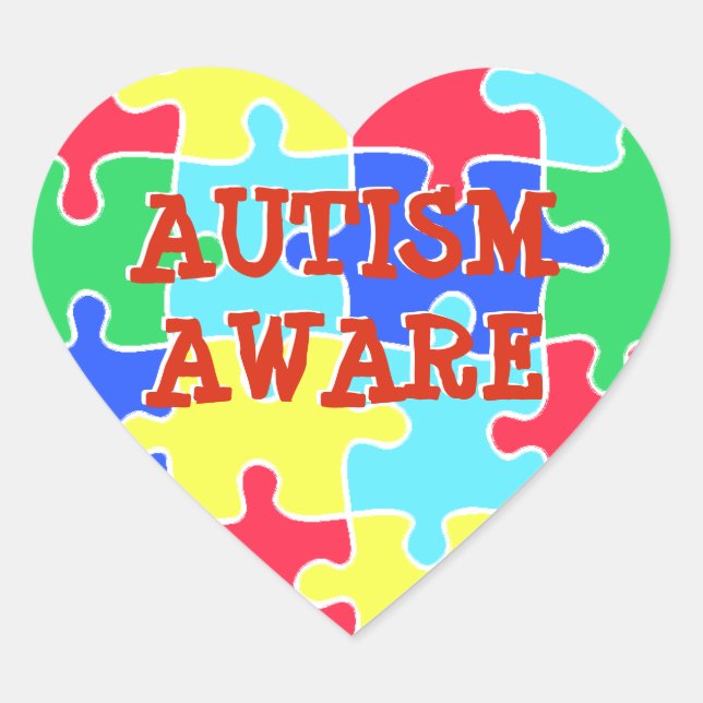 Autisme Aware Coeur Puzzle Pièces Sticker (Devant)