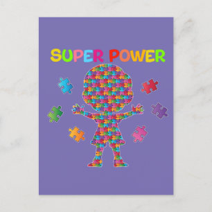Autisme, carte postale Super Power