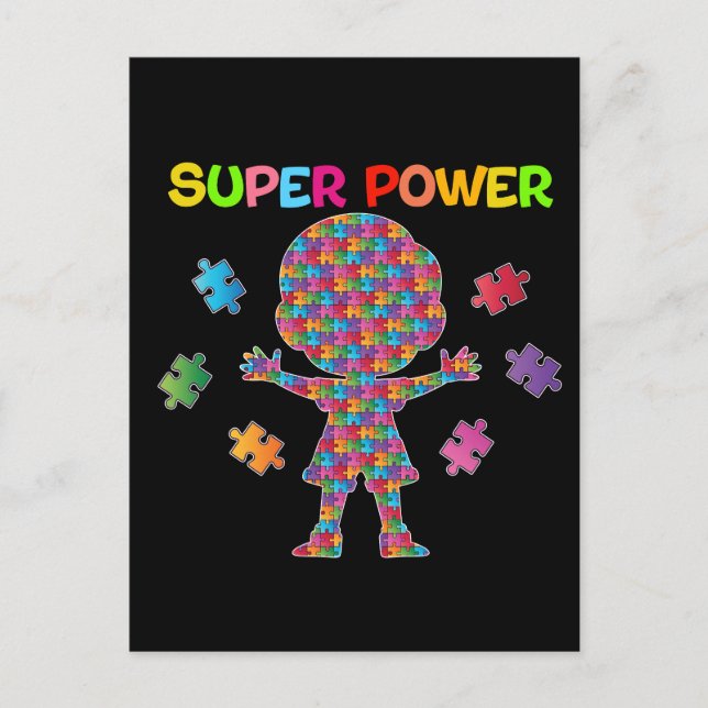 Autisme, carte postale Super Power (Devant)