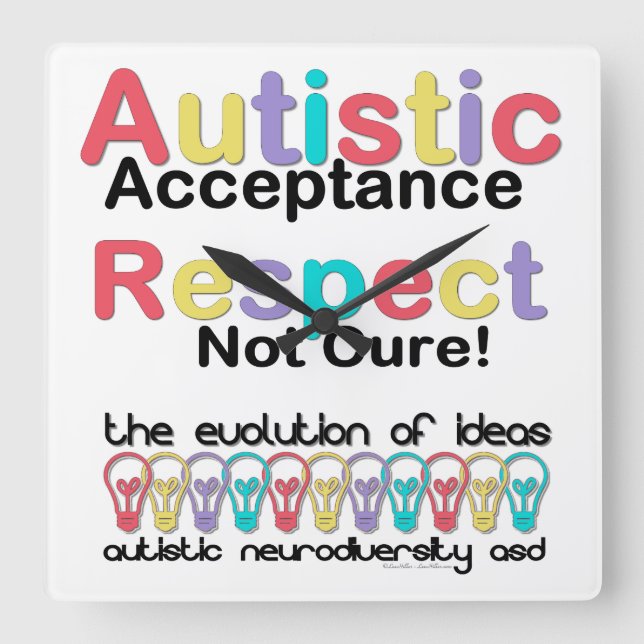 Autistic Acceptance Respect Not Cure Square Wall Clock (Front)