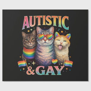 Autistic And Gay Funny Cat Wrapping Paper