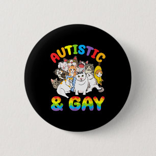 Autistic And Gay Funny Crying Meme Cats Pride Awar 2 Inch Round Button