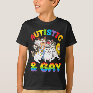 Autistic And Gay Funny Crying Meme Cats Pride Awar T-Shirt