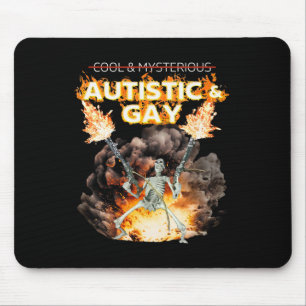 Autistic And Gay Skeleton Cursed Autism Meme Mouse Pad