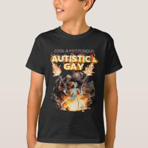 Autistic And Gay Skeleton Cursed Autism Meme T-Shirt