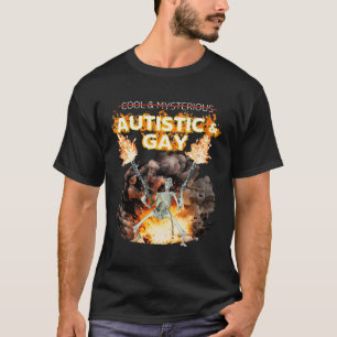 Autistic And Gay Skeleton Cursed Autism Meme T-Shirt