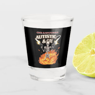 Autistic and Gay Skeleton Funny Autism Awareness Shot Glass