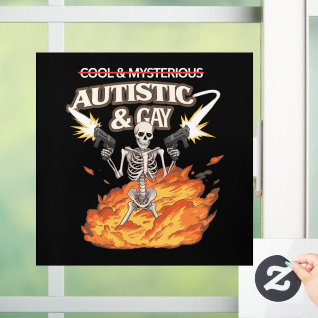 Autistic and Gay Skeleton Funny Autism Awareness Window Cling (Home)