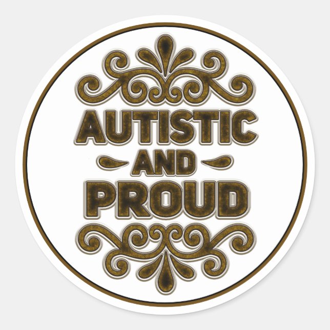 Autistic and Proud Vintage Classic Round Sticker (Front)