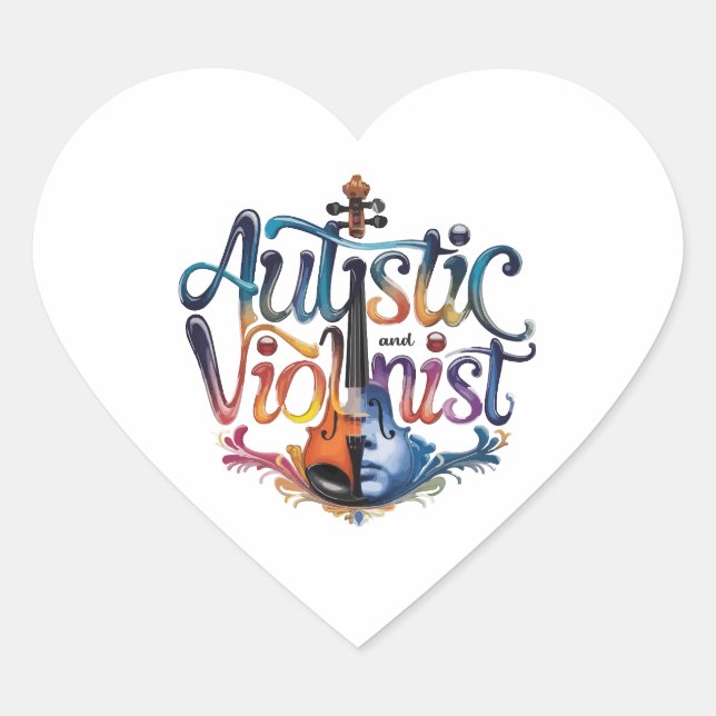 Autistic and violinist heart sticker (Front)