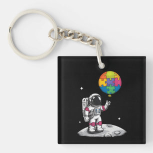 Autistic Astronaut Balloon Space Autism Awareness Keychain