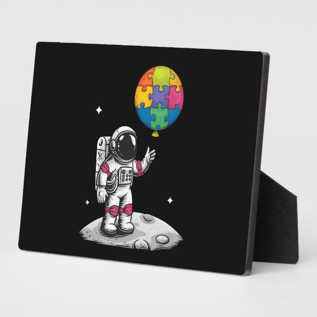 Autistic Astronaut Balloon Space Autism Awareness Plaque (Side)
