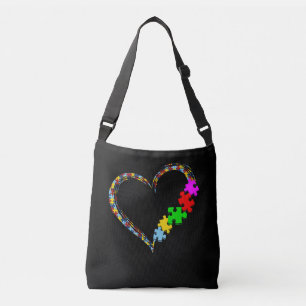 Autistic Autism Awareness Heart Puzzle Piece Crossbody Bag