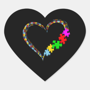 Autistic   Autism Awareness Heart Puzzle Piece Heart Sticker