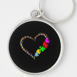 Autistic   Autism Awareness Heart Puzzle Piece Keychain