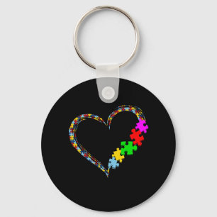 Autistic   Autism Awareness Heart Puzzle Piece Keychain