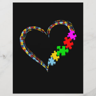 Autistic Autism Awareness Heart Puzzle Piece Letterhead