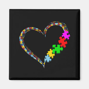 Autistic   Autism Awareness Heart Puzzle Piece Magnet