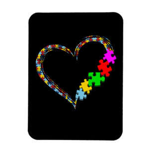 Autistic   Autism Awareness Heart Puzzle Piece Magnet