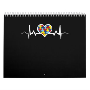 Autistic   Autism Awareness Heartbeat Puzzle Pride Calendar